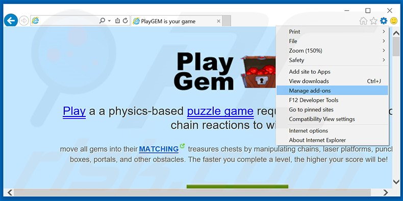Rimuovere PlayGEM adware da  Internet Explorer step 1