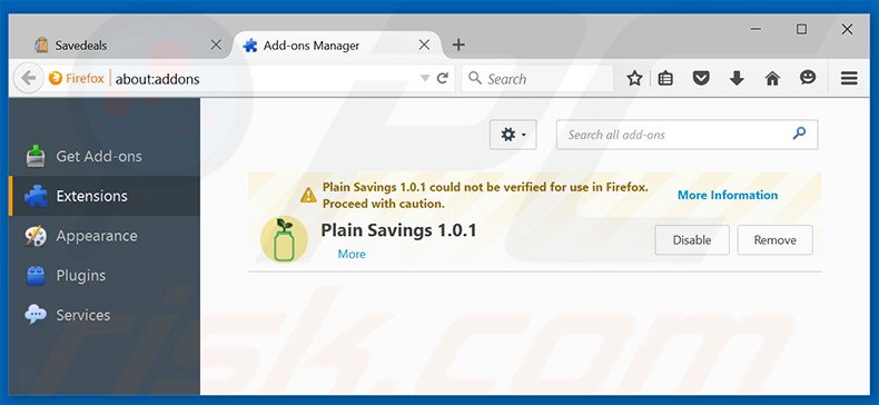 Rimuovere SaveDeals adware da Mozilla Firefox step 2