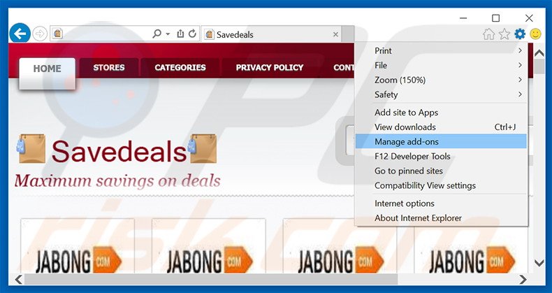 Rimuovere SaveDeals adware da Internet Explorer step 1