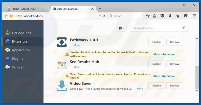 Rimuovere SearchQuest adware da Mozilla Firefox step 2