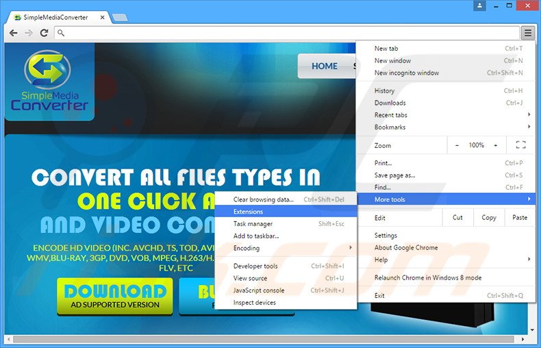 Rimuovere Simple Media Converter adware da Google Chrome step 1