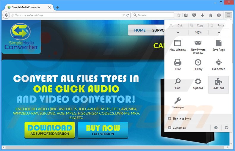 Rimuovere Simple Media Converter adware da Mozilla Firefox step 1