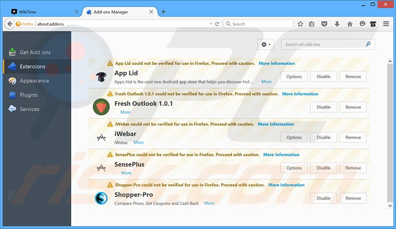 Rimuovere Sonic Search da Mozilla Firefox step 2