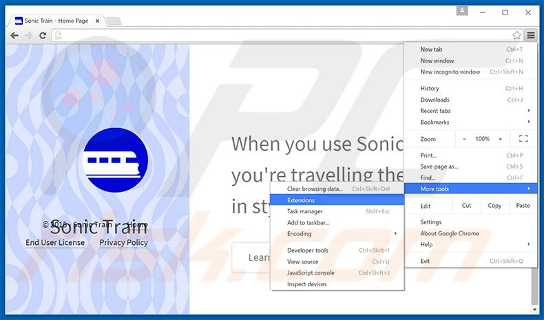 Rimuovere Sonic Train adware da Google Chrome step 1