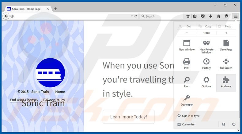 Rimuovere Sonic Train adware da Mozilla Firefox step 1