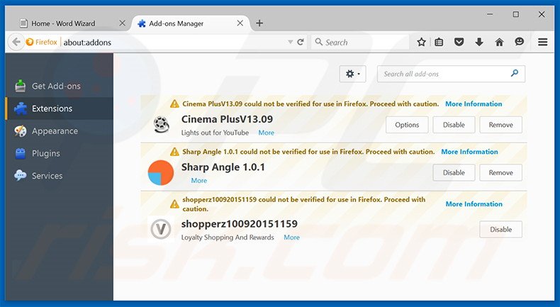 Rimuovere Sonic Train adware da Mozilla Firefox step 2