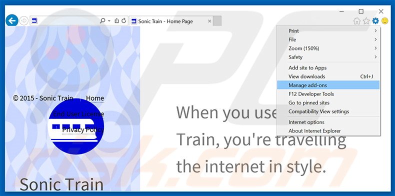 Rimuovere Sonic Train adware da Internet Explorer step 1