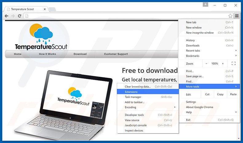 Rimuovere Temperature Scout adware da  Google Chrome step 1