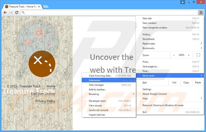 Rimuovere Treasure Track adware da Google Chrome step 1