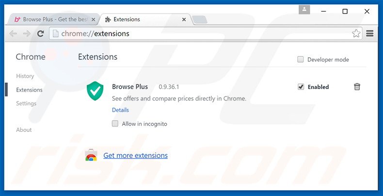 Rimuovere Vital Browser Helper adware da Google Chrome step 2