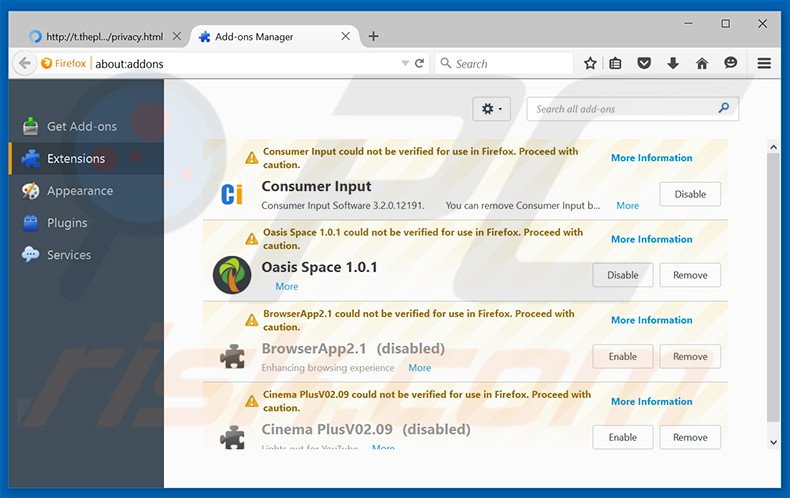 Rimuovere WhiteWindow adware da Mozilla Firefox step 2