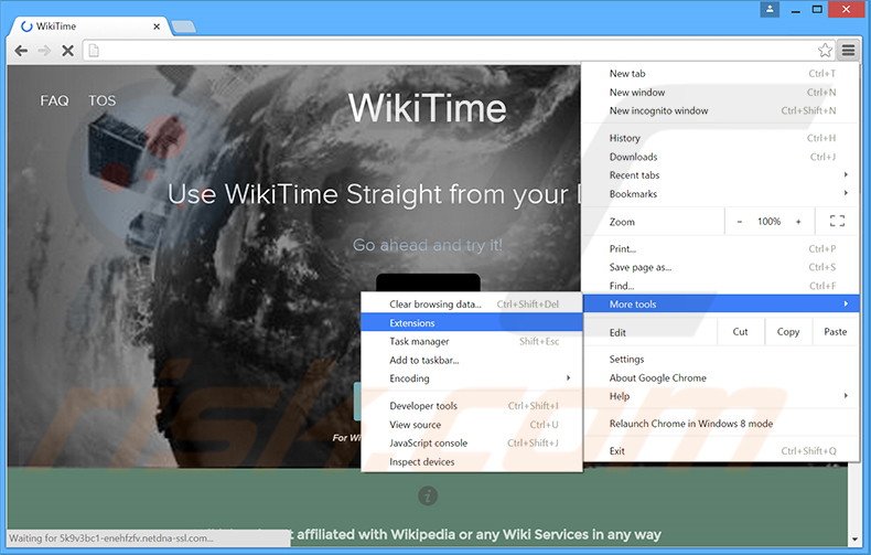 Rimuovere WikiTime adware da Google Chrome step 1