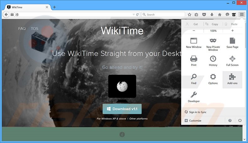 Rimuovere WikiTime adware da Mozilla Firefox step 1
