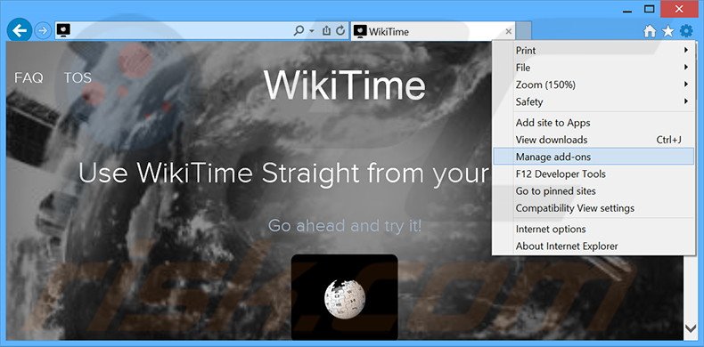 Rimuovere WikiTime adware da Internet Explorer step 1