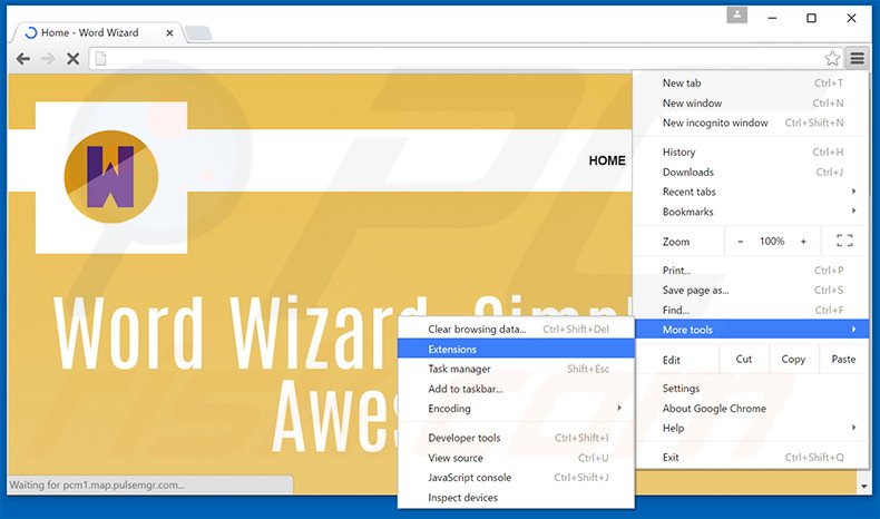 Rimuovere WordWizard adware da Google Chrome step 1