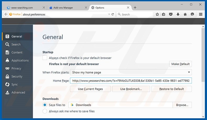 Cambia la tua homepage yessearches.com da Mozilla Firefox 