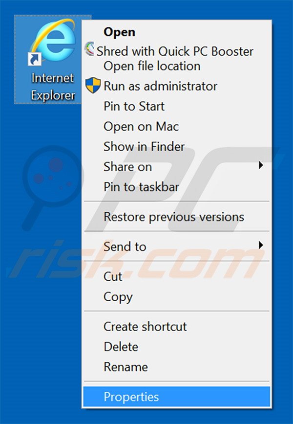 RAggiustare il collegamento rapido a Internet Explorer step 1