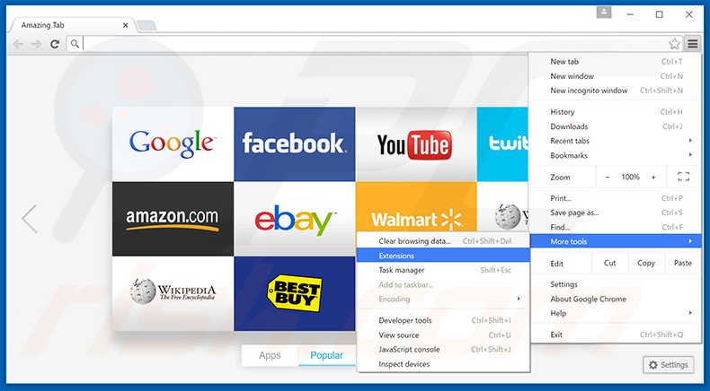 Rimuovere AmazingTab adware da Google Chrome step 1