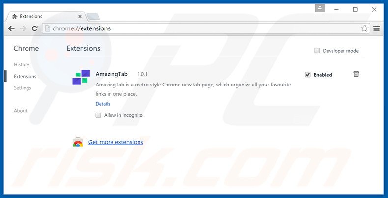 Rimuovere AmazingTab adware da Google Chrome step 2