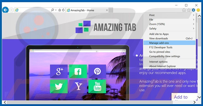 Rimuovere AmazingTab adware da Internet Explorer step 1