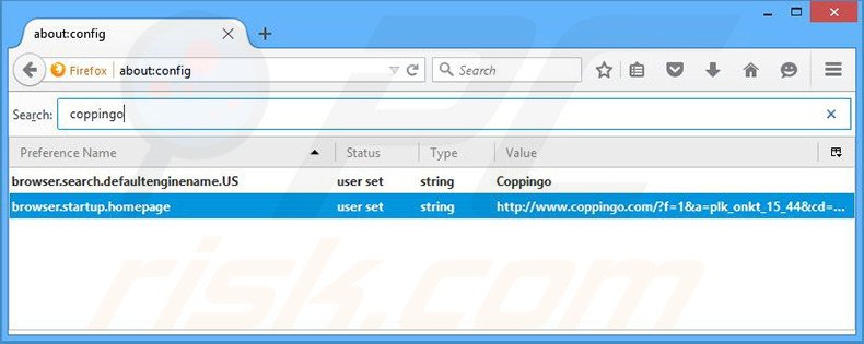 Cambia il tuo motore di ricerca predefinito coppingo.com in Mozilla Firefox 