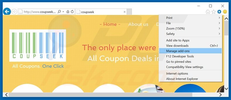 Rimuovere CoupSeek adware da  Internet Explorer step 1
