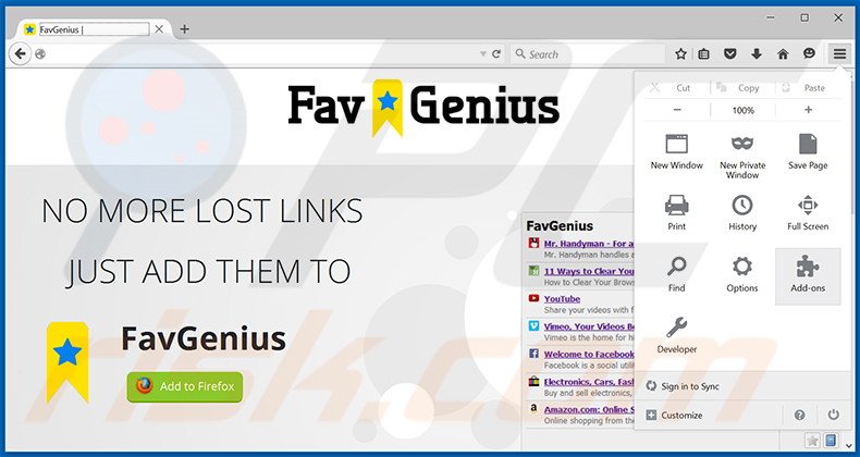 Rimuovere FavGenius adware da Mozilla Firefox step 1