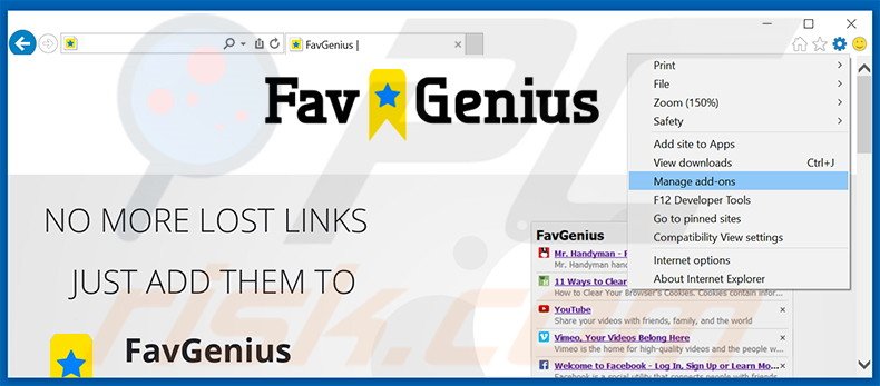 Rimuovere FavGenius adware da Internet Explorer step 1