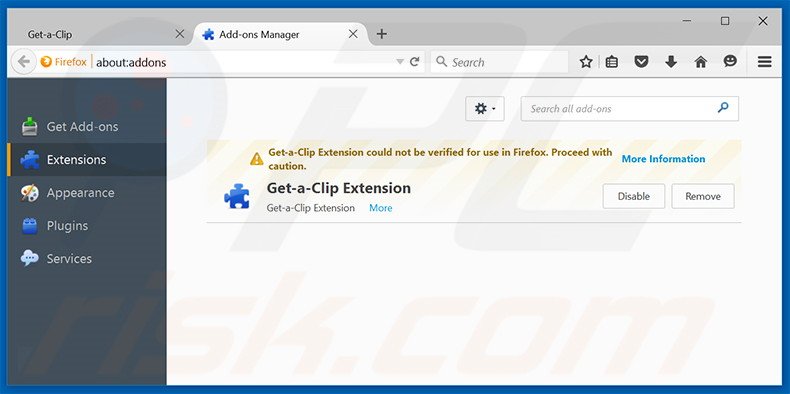 Rimuovere Get-a-Clip adware da Mozilla Firefox step 2