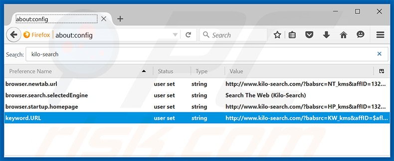  Cambia il tuo motore di ricerca predefinito kilo-search.com in Mozilla Firefox 