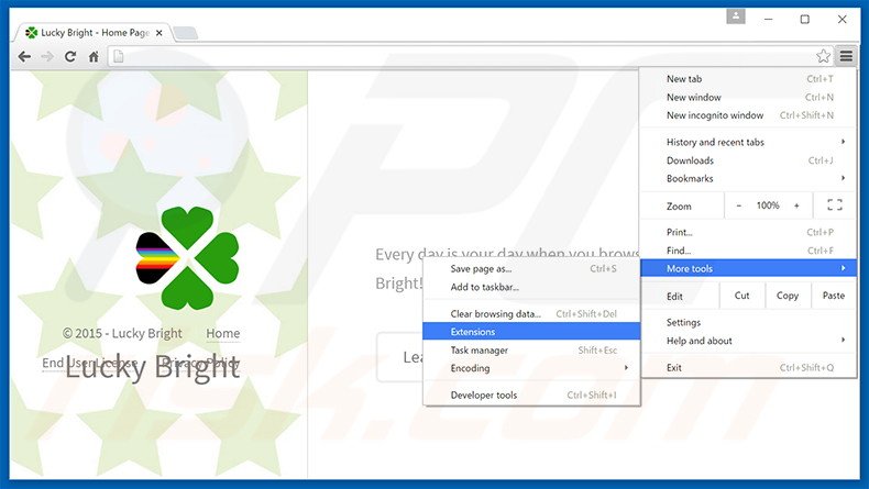 Rimuovere Lucky Bright adware da Google Chrome step 1