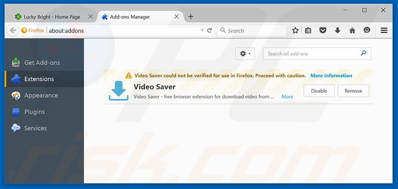 Rimuovere Lucky Bright adware da Mozilla Firefox step 2
