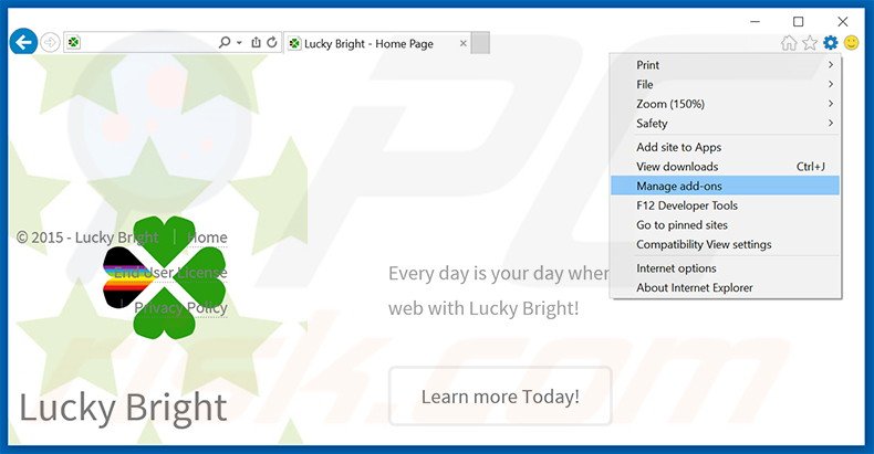 Rimuovere Lucky Bright adware da Internet Explorer step 1