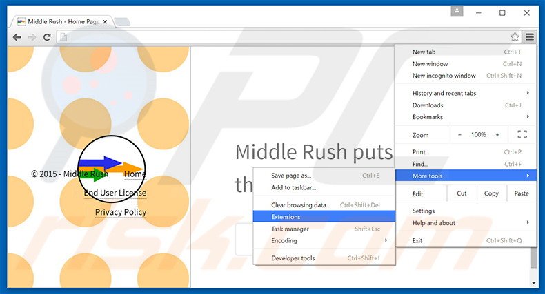 Rimuovere Middle Rush adware da  Google Chrome step 1