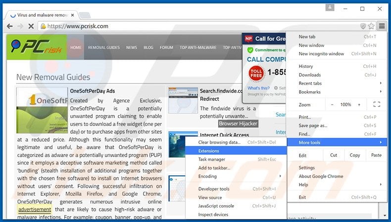 Rimuovere Olcinium Browser adware da Google Chrome step 1