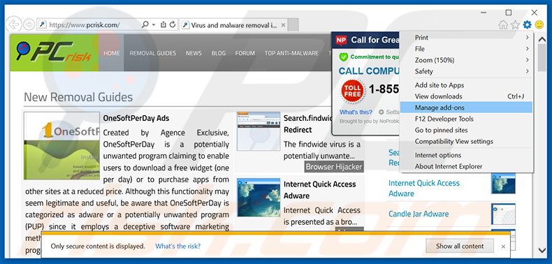 Rimuovere Olcinium Browser adware da Internet Explorer step 1