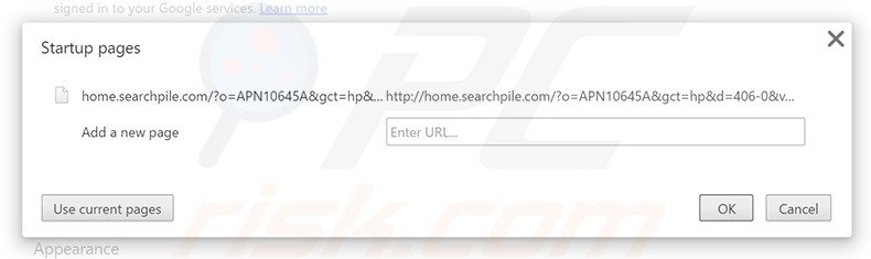 Cambia la tua homepage home.searchpile.com da Google Chrome
