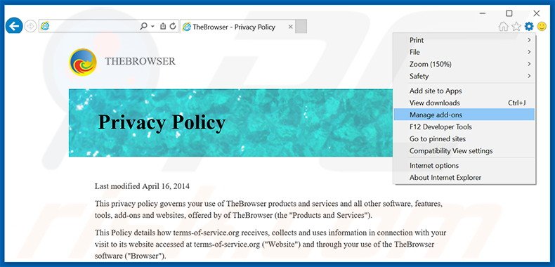 Rimuovere TheBrowser adware da Internet Explorer step 1