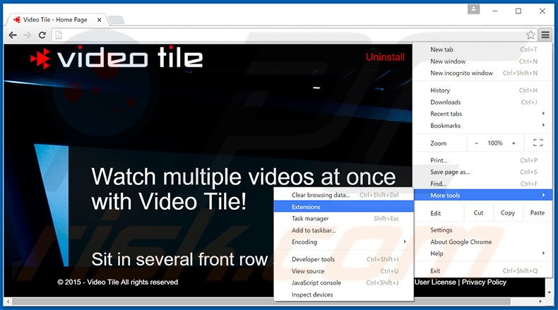 Rimuovere Video Tile adware da Google Chrome step 1
