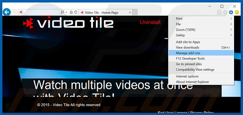 Rimuovere Video Tile adware da Internet Explorer step 1