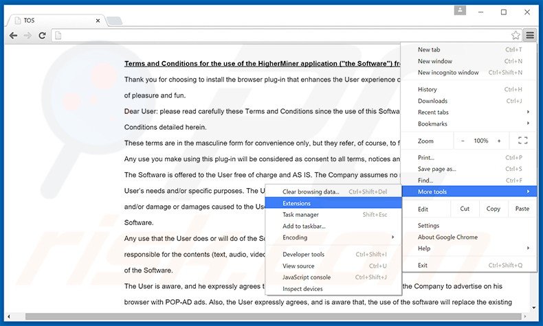 Rimuovere WebOptimum adware da Google Chrome step 1