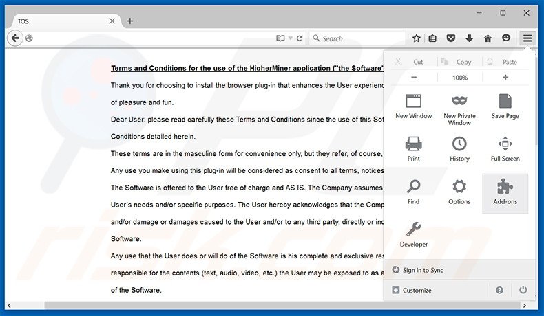 Rimuovere WebOptimum adware da Mozilla Firefox step 1