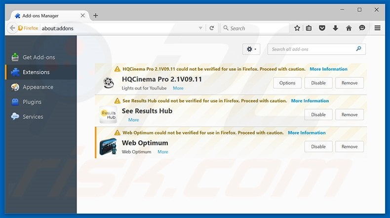 Rimuovere WebOptimum adware da Mozilla Firefox step 2