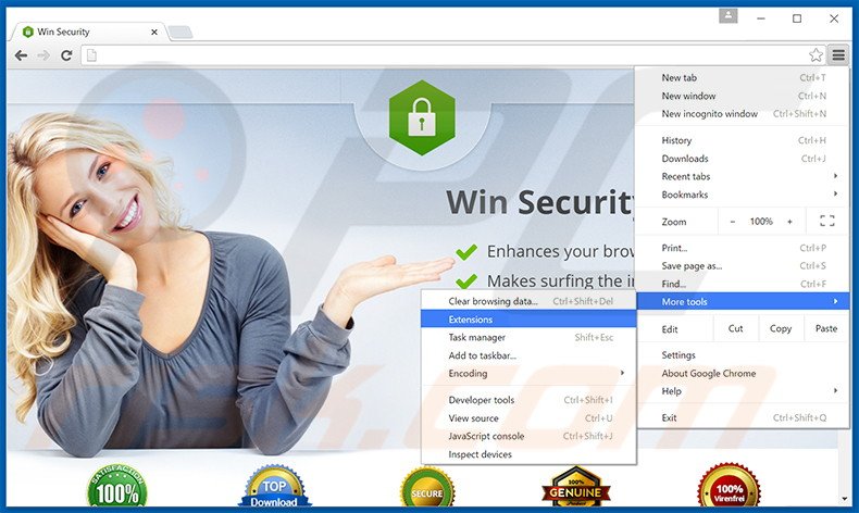 Rimuovere Win Security adware da  Google Chrome step 1