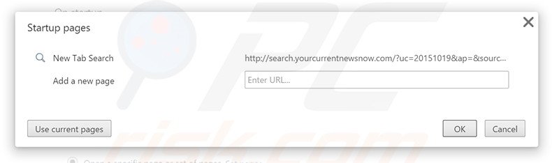 Cambia la tua homepage search.yourcurrentnewsnow.com in Google Chrome 
