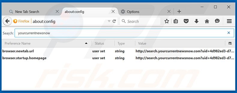 Cambia il tuo motore di ricerca predefinito search.yourcurrentnewsnow.com in Mozilla Firefox