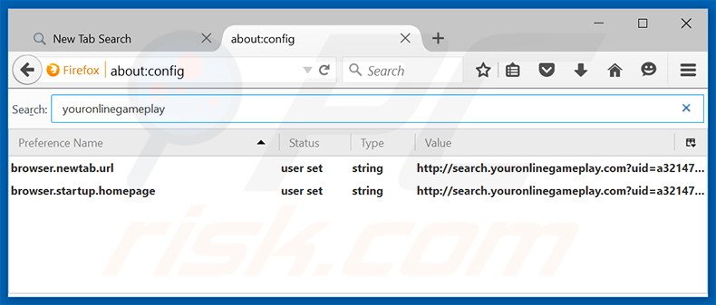 Cambia il tuo motore di ricerca predefinito search.youronlinegameplay.com da Mozilla Firefox 