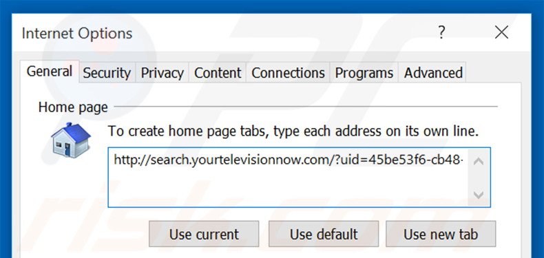 Cambia la tua homepage search.yourtelevisionnow.com in Internet Explorer 