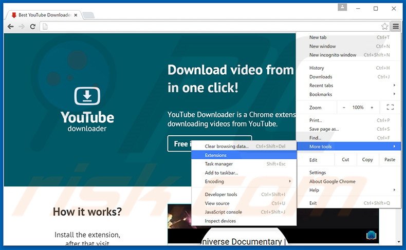 Rimuovere Best YouTube Downloader adware da Google Chrome step 1