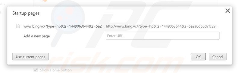 Cambia la tua homepage bing.vc in Google Chrome